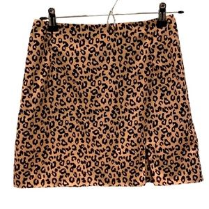 Leopard Print Silky Mini Skirt With Slit. Super Cute. Super Sexy. Size Small.